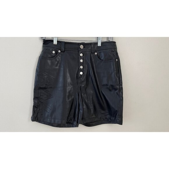 STOLEN GIRLFRIENDS CLUB BUTTON FLY BERMUDA VEGAN LEATHER SHORTS S - Picture 1 of 8